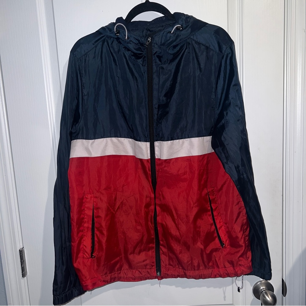 Large Red White Blue Windbreaker Jacket